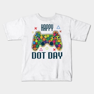 Happy Dot Day Gamers Boy Game Controller Colourful Polka Dot Kids T-Shirt